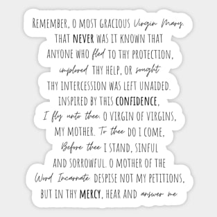 Memorare Prayer Sticker